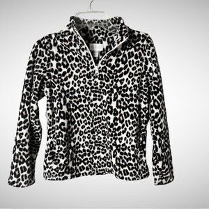 “Place” Girls Fleece Cheetah 3/4 Zip Sweater with Pockets Size Medium 7/8